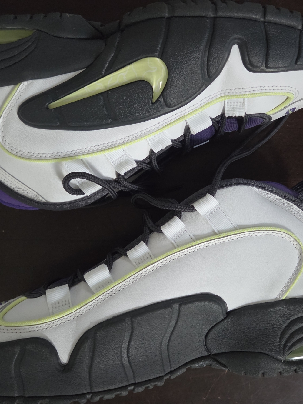 Nike Air Penny's Men's White Black Lime Green Athletic Shoes